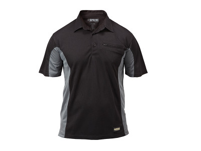 Apache Dry Max Black/Grey Polo Shirt - XXL (47/49in) - The Apache Dry Max Polo Shirt is made froma lightweight and breathable material