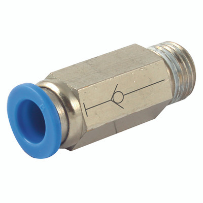 1/4" BSPT Male x 10mm OD Stop Valve - 1/4" BSP Tapered Male x 10mm Outside Diameter, Pneumatic Push-in Valve, Stop/Self Sealing, Working Temperature 0Ã‚Â°C to +60Ã‚Â°C, Maximum Working Pressure 10 bar, KelmAll images used are for illustrative purposes