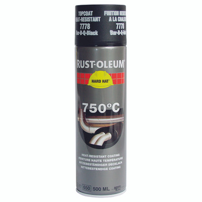 BLACK SATIN GLOSS HEAT RES. PAINT 500ML - Maintenance Paint, Heat Resistant, Hard Hat Topcoat, 500ml Aerosol, Black Satin Gloss, Rust-OleumAll images used are for illustrative purposes only
