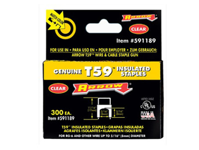 Arrow T59 Insulated Staples Clear 8 x 8mm (Box 300)