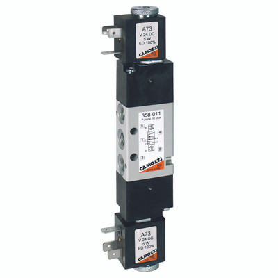 1/8 DOUBLE VALVE 24V 50/60HZ 3.5VA - G1/8" BSP Parallel Female, Series 3, Electro Pneumatically Operated Double Valve/Solenoid, 3/2 x 3/2 Normally Open, Spring Return (348),Valve Only, Flow 700 Ni/min, Working Temperature 0Ã‚Â°C to +60Ã‚Â°C, Maximum Worki