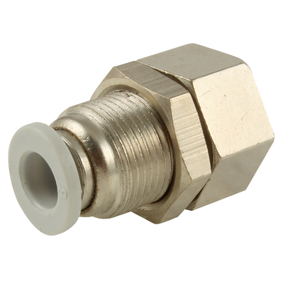 12mm x 3/8" BSPP Female Bulkhead - 3/8" BSP Parallel Female x 12mm Outside Diameter, One Touch+ Plastic Push-in Metric Tube Fitting, Bulkhead, Plastic/Brass Nickel Plated, Working Temperature 0°C to +60°C, Maxmimum Working Pressure 16 bar, KelmAl 12mm x 3/8" BSPP Female Bulkhead - 3/8" BSP Parallel Female x 12mm Outside Diameter, One Touch+ Plastic Push-in Metric Tube Fitting, Bulkhead, Plastic/Brass Nickel Plated, Working Temperature 0°C to +60°C, Maxmimum Working Pressure 16 bar, KelmAl