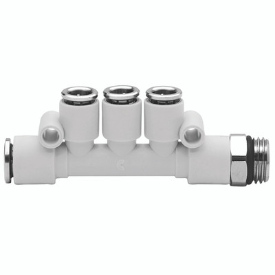 10MM IN X 8MM OUT X 3/8 BSPP M RED MAN - 3/8" BSP Parallel Male, Series 7000 Super-rapid Compact Fitting, Reducing, In-line Manifold, 10mm Inlet, 8mm Outlet, Technopolymer Working Temperature -20Ã‚Â°C to +60Ã‚Â°C, Working Pressure -0