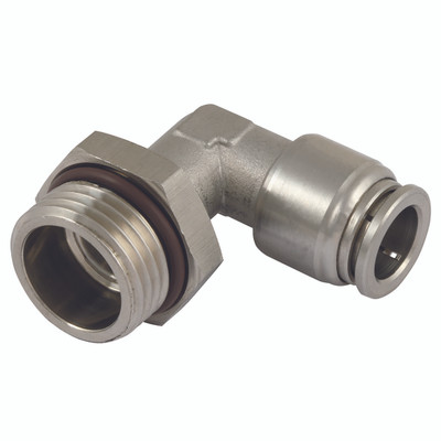 8mm x 1/8" BSPP Male Elbow - 1/8" BSP Parallel Male x 8mm Outside Diameter, Pneumatic One Touch Push-in Metric Tube Fitting, 90Ã‚Â° Stud Swivel Elbow, Stainless Steel, Working Temperature -20Ã‚Â°C to +200Ã‚Â°C, Maximum Working Pressure 10 bar, KelmAll