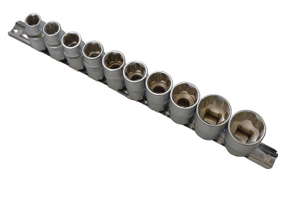 BlueSpot Tools 1/2in Drive Socket Set on Rail, 10 Piece - Blue Spot 01526 1/2 in Drive metric socket set 10 piece consisting of:-<br />10 x 1/2 Sockets 10, 11, 12, 13, 14, 15, 17, 19, 22 and 24mm<br />