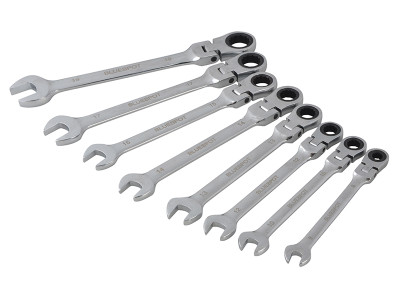 BlueSpot Tools Flexible Head Ratchet Set, 8 Piece - The BlueSpot Flexible Ratchet Spanners feature 180&deg; pivoting ratchet ring heads