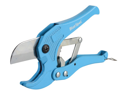 BlueSpot Tools Ratchet PVC Pipe Cutter 42mm - Ratchet action PVC pipe cutter is ideal for PVC, aluminium or plastic pipes, gas pipes, electrical appliance pipes and other plastic pipeline BlueSpot Tools Ratchet PVC Pipe Cutter 42mm - Ratchet action PVC pipe cutter is ideal for PVC, aluminium or plastic pipes, gas pipes, electrical appliance pipes and other plastic pipeline