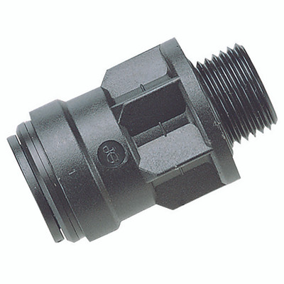 15MM OD X 1/2" BSPP MALE STRAIGHT ADAPTOR - 1/2" BSP Parallel Male x 15mm Outside Diameter, Fast-track Ring Main System, Stud, Working Temperature -20Ã‚Â°C to +70Ã‚Â°C, Maximum Working Pressure 7 bar, John GuestAll images used are for illustrative purp