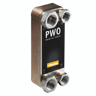 2 X 1" / 2 X 3/4" PWO COOLER  10-50KW - 3/4" BSP Parallel Female x 1/2" BSP Parallel Female, Compact, Water/Oil Cooler, Hydraulic Oil Cooler, 1
