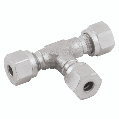 1.1/2" O.D EQUAL TEE - 1/4" Outside Diameter, Hydraulic Imperial Compression Fitting, Tee, Maximum Working Pressure 690 bar, Steel, Betabite HydraulicsAll images used are for illustrative purposes only