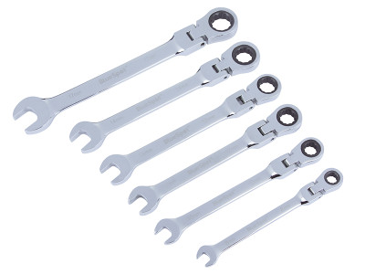 BlueSpot Tools Flexible Head Ratchet Set, 6 Piece - The BlueSpot Flexible Ratchet Spanners feature 180&deg; pivoting ratchet ring heads
