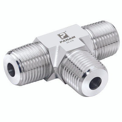 3/4" NPT M/M 10KPSI 316 TEE - 3/4" NPT Male, 10,000 psi Rated Steel Adaptor, Tee, 316 Stainless Steel, Maximum Working Pressure 690 bar, PanamAll images used are for illustrative purposes only