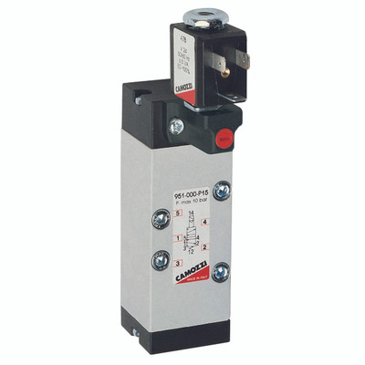 5/2 SIZE3 SINGLE SOLENOID S/R VALVE ONLY - Series 9, Electro Pneumatically & Pneumatically Operated Single Solenoid, Size 3, 5/2 Manual Override Spring Return (953),24V 50/60Hz 3
