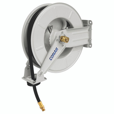 NO HOSE  CAPACITY 15M  1/2" RUBBER HOSE - 1/2" BSP Tapereded Female Inlet x 1/2" BSP Tapereded Male Outlet x 1/2" Inside Diameter, Rubber Air Hose, Spring Rewind, 1/2", Mountable Steel Air Hose Reel, 15 Metres Length, Rubber, Maximum Working Pressure 20 b