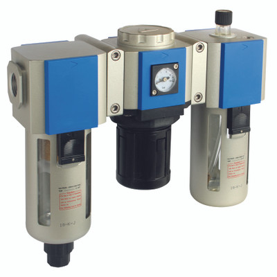 3/8" F+R+L 400 SERIES G & B AUTO DRAIN - 3/8" BSP Parallel Female, Air Preparation, 400 Series, Auto drain, Filter + Regulator + Lubricator, Mounting Bracket and Gauge, 40 Micron, Plastic Guarded Bowl, 6000 Litres per Minute, Working Temperature -5Ã‚Â¬Ã¢Ë