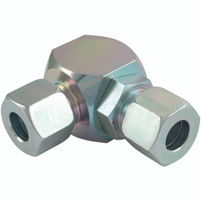 18MM OD SW ELBOW BANJO COUPLER STEEL (L) - 10mm Outside Diameter, Hydraulic DIN 2353 Compression Fitting, Light Duty, Swivel Banjo Coupling, Chromium Plated Steel, Maximum Working Pressure 250 bar, Danfoss WaltechAll images used are for illustrative pu 18MM OD SW ELBOW BANJO COUPLER STEEL (L) - 10mm Outside Diameter, Hydraulic DIN 2353 Compression Fitting, Light Duty, Swivel Banjo Coupling, Chromium Plated Steel, Maximum Working Pressure 250 bar, Danfoss WaltechAll images used are for illustrative pu