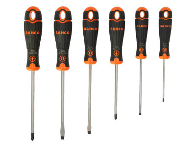 Bahco B219.016 BAHCOFIT Screwdriver Set, 6 Piece - Bahco BAHCOFIT Screwdrivers have 2-component handles with vertical grooves for comfortable grip and maximum force transmission