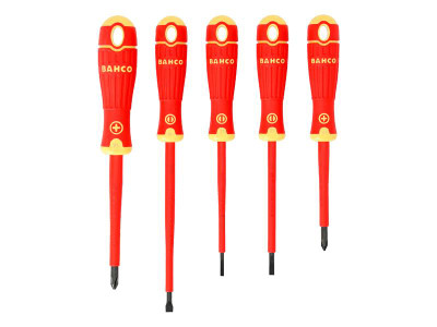 Bahco B220.005 BAHCOFIT Insulated Screwdriver Set, 5 Piece - Bahco BAHCOFIT Insulated Screwdrivers are suitable for work on live equipment, up to 1,000 Volts
