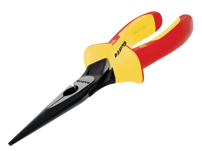 Bahco 2430S ERGO™ Insulated Long Nose Pliers 160mm (6.1/4in) - Bahco ERGO&trade; Insulated Long Nose Pliers have half-round serrated jaws for gripping flat and round material