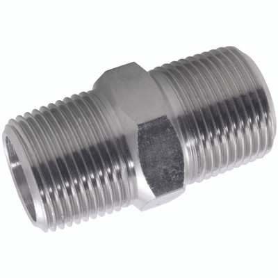 2 NPT M/M HEX NIPPLE 3K 316/L - 1/4" NPT Male, 3000lb Pipe Fitting, Equal Hex Nipple, 316 Stainless Steel, Working Temperature -100Â°C to +525Â°C, Maximum Working Pressure 207 bar, JaymacAll images used are for illustrative purposes only