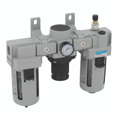 3/4" BSP FEM FIL/REG/LUB FLOW RATE 5000 - 1/8" BSP Parallel Female, Professional Range Mark 2, Filter + Regulator + Lubricator, Supplied with Mounting Bracket & Gauge, Semi Auto, 20 Micron, Plastic Guarded Bowl, Flow 500 Litres per Minute, Working Tempera