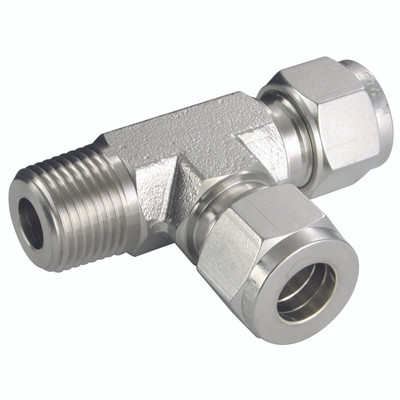 MALE RUN TEE 5/8 OD 1/2 NPT - 1/8" NPT Male, Hydraulic 316 Stainless Steel Twin Ferrule Imperial Compression Fitting, Male Run x Tube, Tee, To Suit 1/8" Outside Diameter, PanamAll images used are for illustrative purposes only