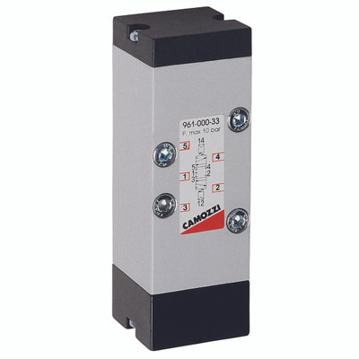 SIZE 2 PNEUMATIC CLOSED CENTRE 5/3 VALVE - Series 9, Electro Pneumatically & Pneumatically Operated, 5/3 Closed Centres (961, 962 and 963), 1mm Port Size, Maximum Working Pressure 10 bar, CamozziAll images used are for illustrative purposes only