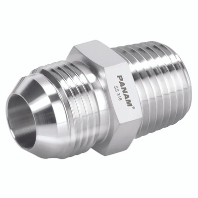 M.STUD COUP 37° JIC 32MM NPTF 1.1/4" - 9/16"-18 UNF Male x 1/8" NPT Male, 37Ã‚Â° JIC Flare Fitting, Straight, Stainless Steel, PanamAll images used are for illustrative purposes only