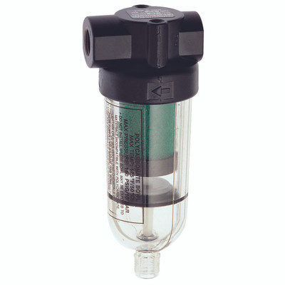 G1/4" MAN. FILTER METAL BOWL - 1/8" BSP Parallel Female, Ported Pureaire Oil Removal Filter, Auto Drain, Transparent Bowl, 2