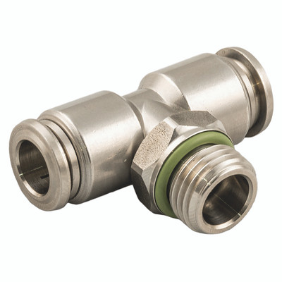 12MM OD X 1/2 BSPP MALE SW TEES 316 - 1/2" BSP Parallel Male x 14mm Outside Diameter, Push-in Fitting, Stud Branch Swivel Tee, 316 Stainless Steel, Working Temperature -20Ã‚Â°C to +225Ã‚Â°C, Maximum Working Pressure 15 bar, AignepAll images used are fo