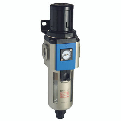 1/2" FIL/REG 400 SERIES GAUGE & BRKT - 3/8" BSP Parallel Female, Air Preparation, 400 Series, Semi Auto Drain, Filter/Regulator, Mounting Bracket and Gauge, 40 Micron, Plastic Guarded Bowl, 6000 Litres per Minute, Working Temperature -5Ã‚Â¬Ã¢Ë†Å¾C to +60Ã