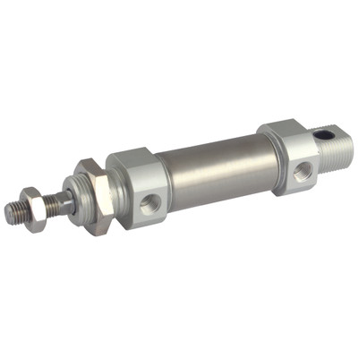 25MMØ X 25MMST MAG.DA CYL C/W ST/ST ROD - M5 Metric Female Ports, 10mm Bore x 100mm Stroke, Pneumatic Cylinder, Magnetic Double Acting, ISO6432 Stainless Steel Barrel and Piston Rod, Roundline Barrel Configuration, Bumper Cushioning, M4 x 0