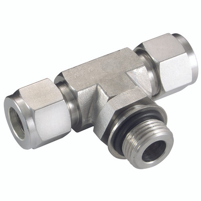 SWL MALE BRANCH T ISO 12OD 3/8BSPP - 1/4" BSP Parallel Male x 10mm Outside Diameter, Hydraulic Twin Ferrule Metric Compression Fitting, Positionable Tee, Positionable on the Branch, 316 Stainless Steel, PanamAll images used are for illustrative purpose