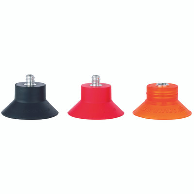DEEP SUCTION CUP  60MM  COND SIL  M10 M - M8 Metric Male, 60mm Suction Area Diameter, IRHD of 60, Vmeca Suction Cup, VD Series, Nitrile Deep Suction Cup with fitting, Black, Working Temperature -20Â°C to +110Â°C, VmecaAll images used are for illustrati