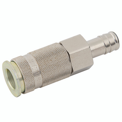10MM HOSE TAIL   COUPLING PLATED - Pneumatic Quick Release, Series 34KA, Standard, Coupling, Hose Tail, To Suit Hose Inside Diameter 10mm (3/8"), Valved, Nickel Plated Steel, Nitrile Seal, Working Temperature -20Ã‚Â°C to +100Ã‚Â°C, Maximum Working Pressur