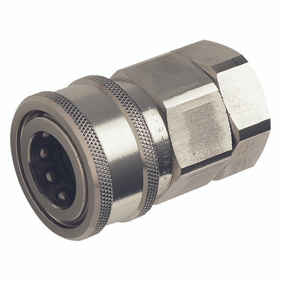 1/4" BSP FEM COUPLING 316SS NITRILE SEAL - 3/4" BSP Parallel Female, Hydraulic Quick Release, Coupling, Un-valved, H Series, Stainless Steel, Maximum Working Pressure 485 bar, Snap-TiteAll images used are for illustrative purposes only