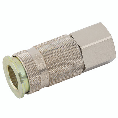 1/2" BSPP FEMALE COUPLING PLATED - 1/2" BSP Parallel Female Coupling, Series 34KA, Standard, Pneumatic Quick Release, Valved, Nickel Plated Steel, Nitrile Seal, Working Temperature -20Ã‚Â°C to +100Ã‚Â°C, Maximum Working Pressure 35 bar, Parker RectusAl