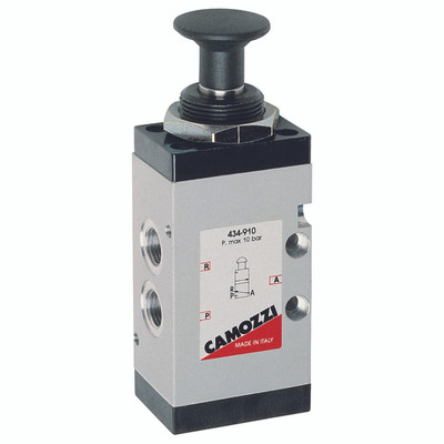 1/4 3/2 PUSH/PULL KNOB MONOSTABLE - G1/4" BSP Parallel Female, 3/2 Push Knob, Monostable, Series 4 Manually Operated, Flow 1250 NI/min, Maximum Working Pressure 10 Bar, CamozziAll images used are for illustrative purposes only