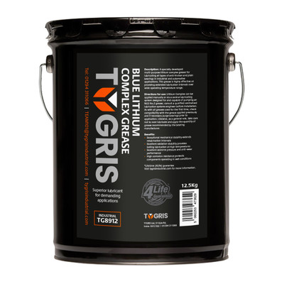 TYGRIS Blue Lithium Complex Grease 12.5KG - TG8912 - TYGRIS Blue Lithium Complex Grease is a specially developed multi-purpose grease for lubricating all types of anti-friction and plain bearings in industrial and automotive applications TYGRIS Blue Lithium Complex Grease 12.5KG - TG8912 - TYGRIS Blue Lithium Complex Grease is a specially developed multi-purpose grease for lubricating all types of anti-friction and plain bearings in industrial and automotive applications