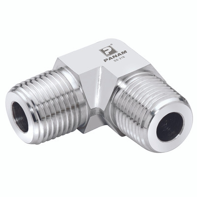 1/2" NPT MALE 316 ELBOW - 1/8" NPT Male, Instrumentation Pipe Fitting, Equal, 90Ã‚Â° Elbow, Stainless Steel, PanamAll images used are for illustrative purposes only