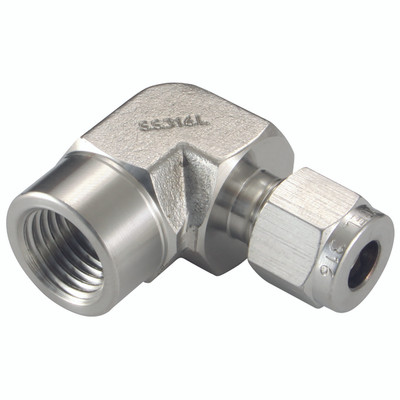 FEMALE ELBOW 1/2 OD 3/8 NPT - 1" NPT Female, Hydraulic 316 Stainless Steel Twin Ferrule Imperial Compression Fitting, 90Ã‚Â° Elbow, To Suit 1" Outside Diameter, PanamAll images used are for illustrative purposes only