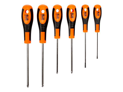 Bahco 600 Series Screwdriver Set, 6 Piece - Bahco 600 Series Screwdriver 6 Piece Set with a two-component handle with hanging hole