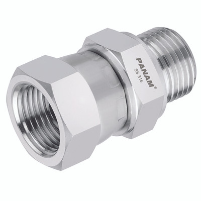 1/2" BSPT MALE/FEM 60 BSP 316 ST.STEEL - 1/8" BSP Parallel Female x 1/8" BSP Tapered Male, Hydraulic Adaptor, Swivel Female, Straight, Stainless Steel, PanamAll images used are for illustrative purposes only