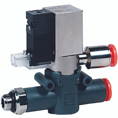 LINEONLINE SOL VALVE 8MM-1/8 WITH 1/8 EX - 1/8" BSP Parallel Male x 6mm Bore, Tube to Thread, In-line 3 Port Solenoid Valve, Silenced Exhaust, Lineonline Functional Fitting, 24V DC Voltage, Working Pressure 2