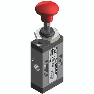 TECHNO VLVE-PUSH BUTTON SPRING - 1/4" BSP Parallel Female, 3/2 Function, Push Button Actuation, Valve, Working Temperature -5Ã‚Â°C to +50Ã‚Â°C, Maximum Working Pressure 10 bar, PneumaxAll images used are for illustrative purposes only