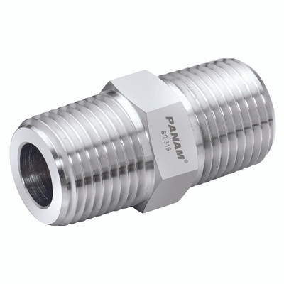 3/4"  X 3/4"  BSPT MALE HEX 316 ST.STEEL - 1/8" BSP Tapered Male x 1/8" BSP Tapered Male, Hydraulic Adaptor, Straight, Stainless Steel, PanamAll images used are for illustrative purposes only