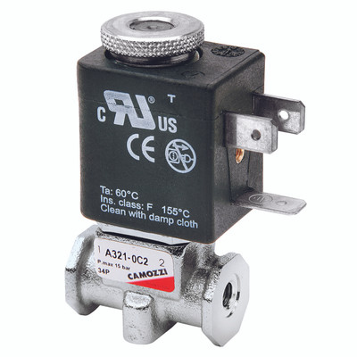 1/8" 3 WAY VALVE 12V DC 5W N/O - G1/8" BSP Parallel Female, 1/8" BSP Parallel, 3/2 Normally Open (A33), Series A, Directly Operated Ported Solenoid, Orifice 1