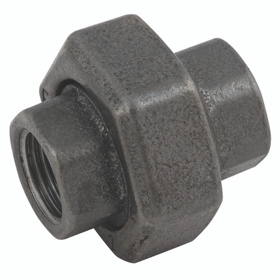 EE-3 FEM BSPP UNI T SEAT(BLACK) - 3/8" BSP Parallel  Female, Malleable Iron Pipe Fitting, Black, Equal Union, Taper Seat, Fig