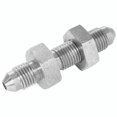 1.5/8" JIC MALE BULKHEAD & LOCKNUT - 7/16" JIC Male x 7/16" JIC Male, Hydraulic Adaptor Steel, 37Â° Cone Complete with Locknut, Bulkhead, Zinc Plated Mild Steel, Maximum Working Pressure 310 bar, Burnett & HillmanAll images used are for illustrative pu