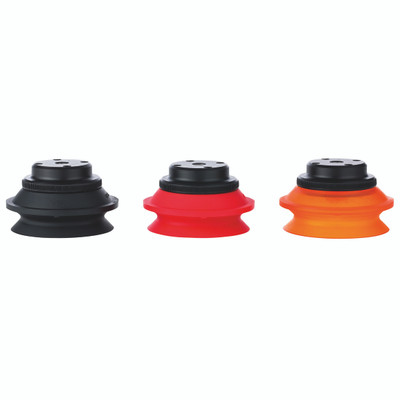 SINGLE-BELLOWS CUP  75MM  WHITE SILICONE - 75mm Suction Area Diameter, IRHD of 60, Vmeca Suction Cup, VB Series, Nitrile Single Bellow Cup with Large Cleats, Black, Working Temperature -20Â°C to +110Â°C, VmecaAll images used are for illustrative purpos